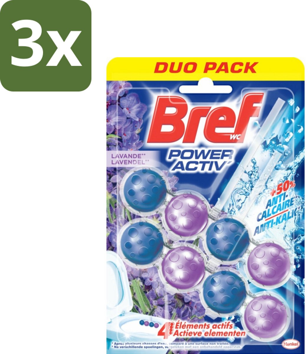 3 x Bref - Toiletblok - Lavender - Toiletblok Lavender - Reiniging Toilet - Kalkaanslag Voorkomen - Frisse Geur Toilet - Paars Water Spoel