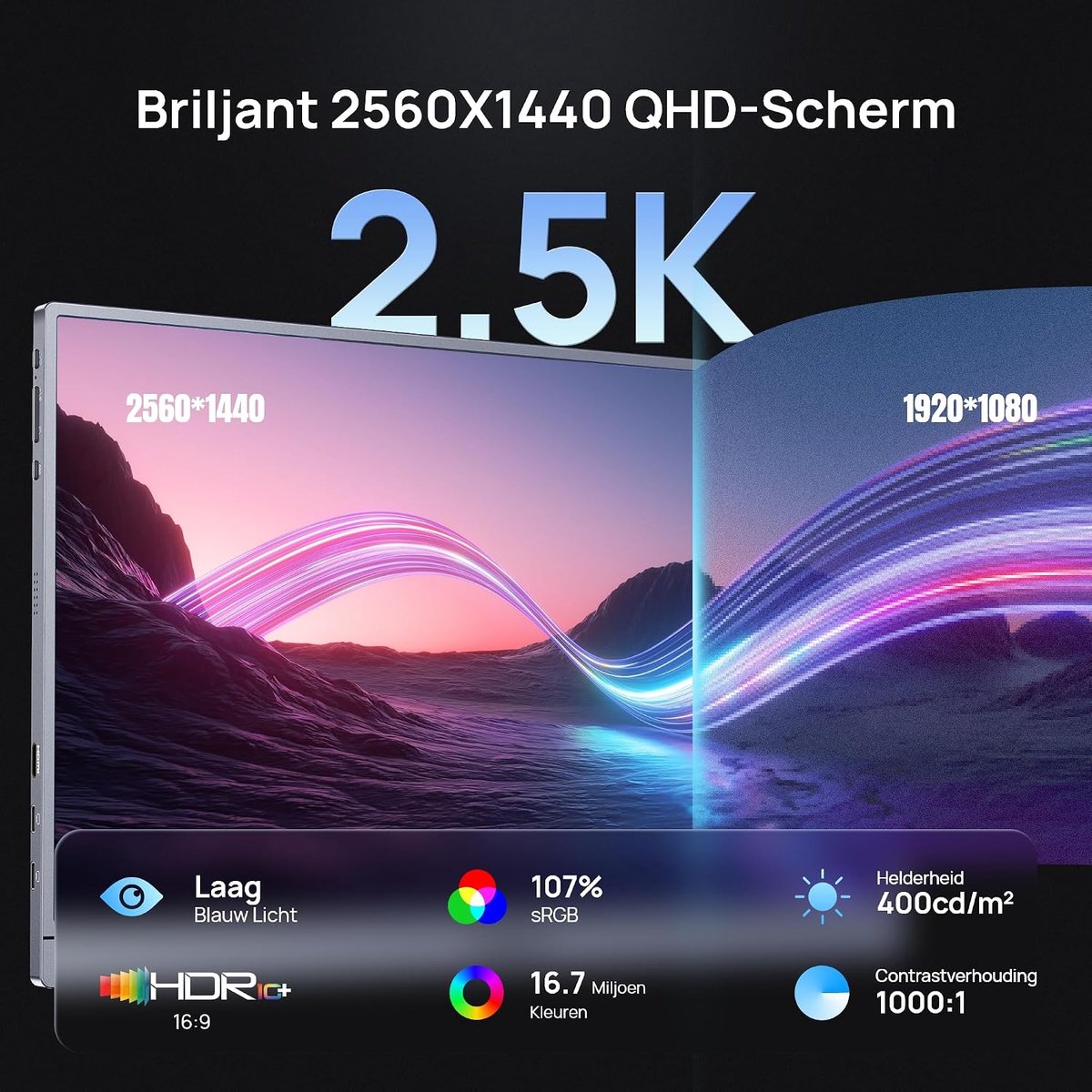 Arzopa Z3FC 16 inch Draagbare Gaming Monitor 2.5K 180Hz - afbeelding 3