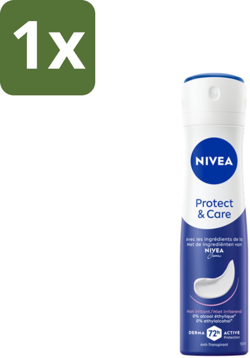 1 x NIVEA – Deodorant Spray – Protect & Care – 150 ml - Anti-transpirant Spray - 48 Uur Bescherming - Huidverdraagzaam - Zonder Alcohol - Okselhuid Verzorging