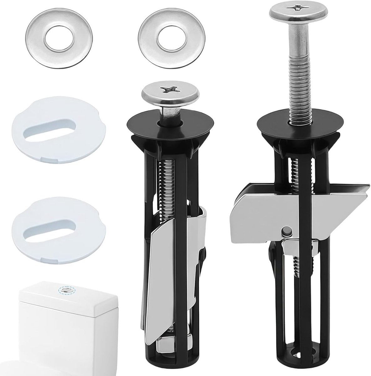 Toiletbril bevestigingsset met schroeven, geschikt voor 14-20 mm gaten, voor de meeste toiletdeksels (2 stuks) - duurzame installatie, eenvoudig te monteren, universele compatibiliteit