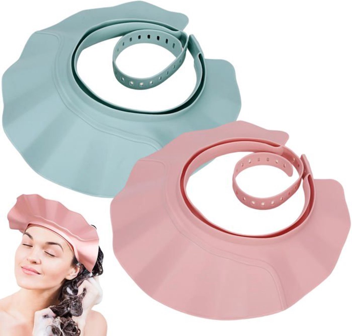 Babydouchemuts - 2 stuks, brede verstelbare rand, antislip, voor kinderen en volwassenen - Meerkleurig