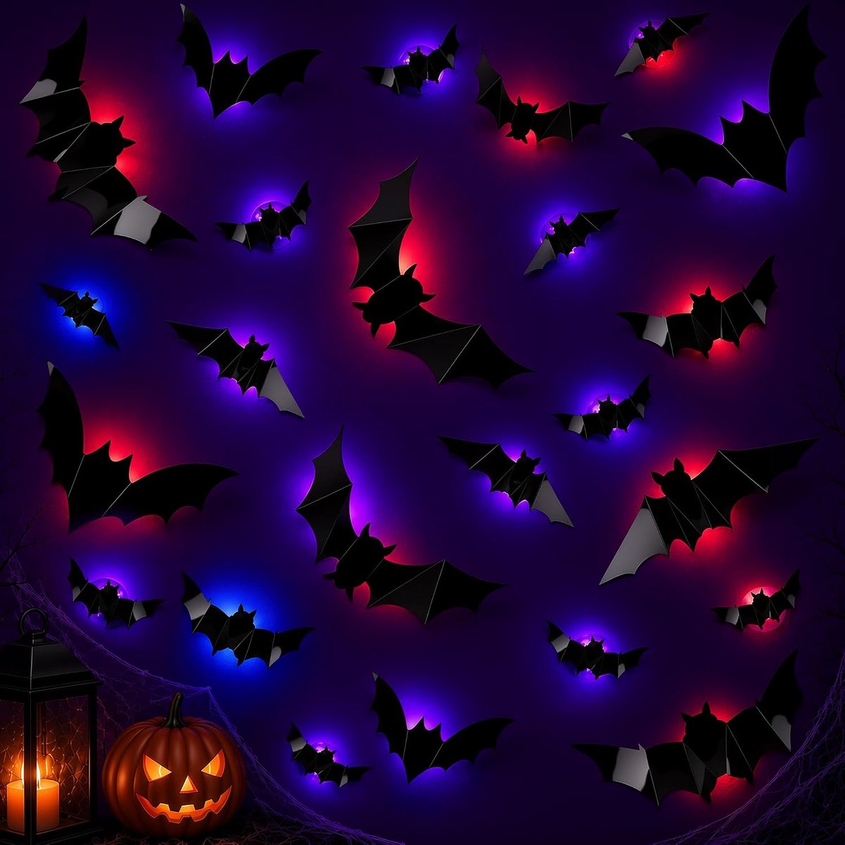 Halloween Decoratie met 24 Opvouwbare 3D Vleermuizen voor Deur en Raam