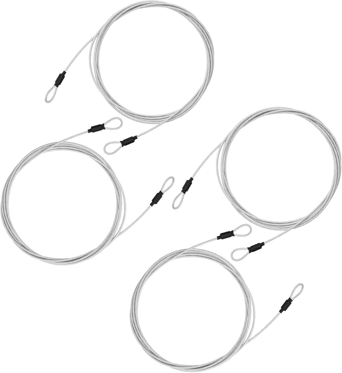 4 stuks staalkabel met ogen, 3 meter lange kabelslot voor fiets, motorfiets en tuinmeubels, veilig en duurzaam gebruik