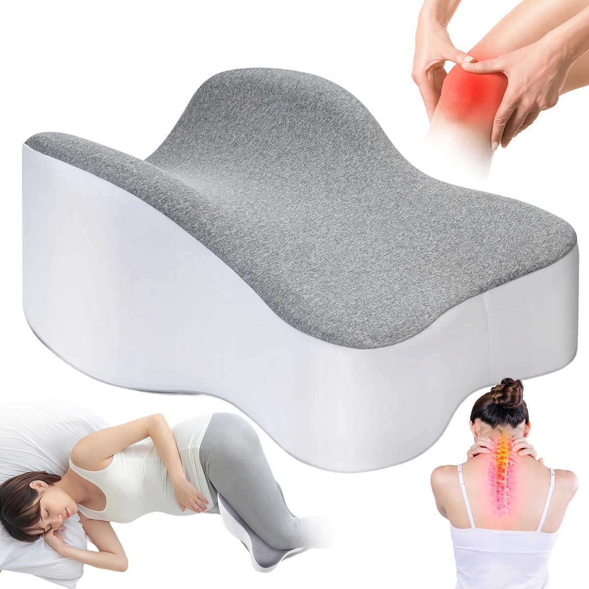 Kniekussen Voor in Bed - Orthopedisch Kniekussen - Zijslaapkussen - Beenkussen - Traagschuim - Ergonomisch - Afneembare Wasbare Hoes - Schootkussen - Voor Zijslapers & Zwangeren - Verbetert Slaapcomfort