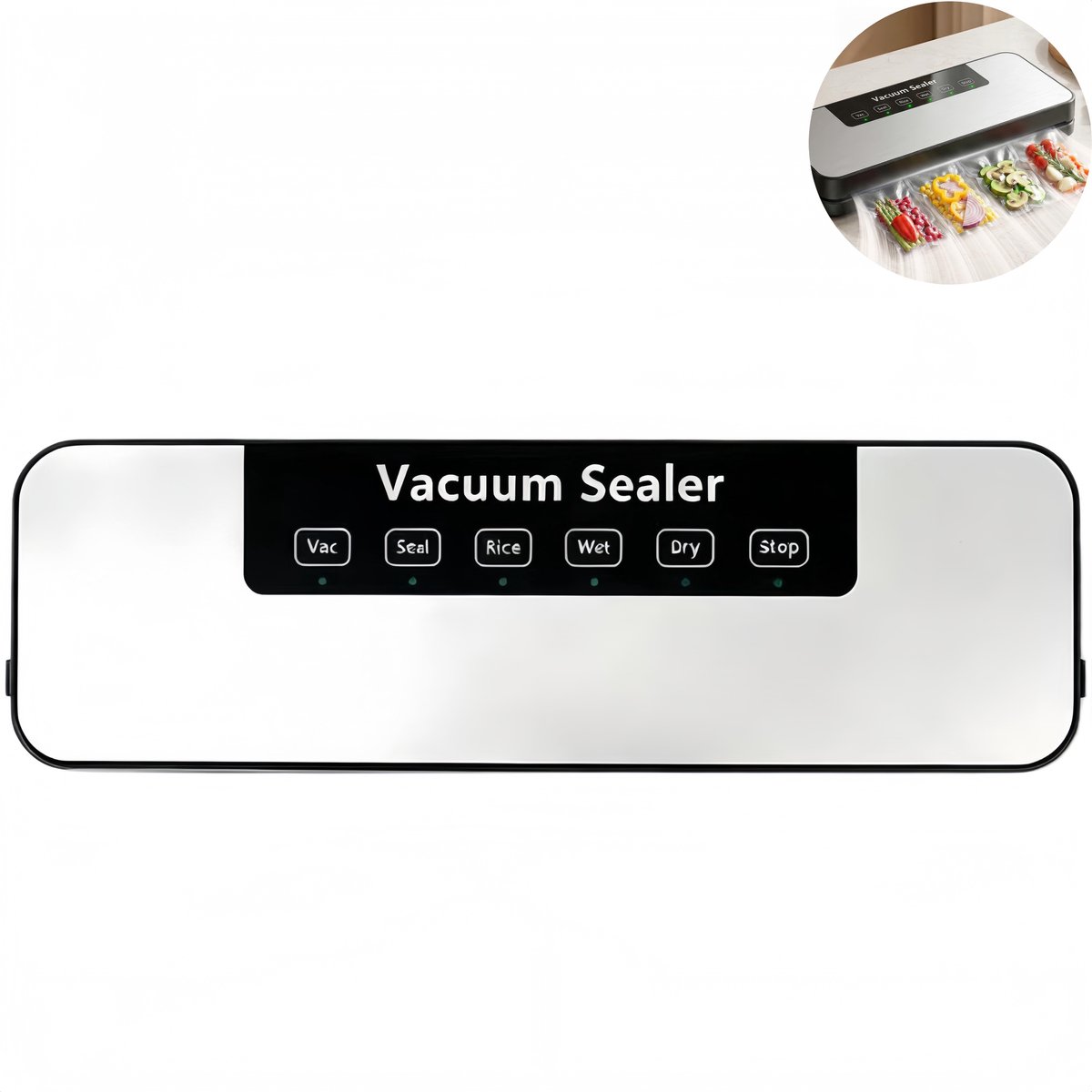 1 stuk - vacuümverpakkingsmachine - voedsel vacuummachine - afdichtapparaat voor huishouden - ABS - inclusief 50 stuks afdichtzakken 20×25 cm - 35,6x11x5,5cm - gebruik de stekker - voor keuken en koelkast voedselbewaring - zwart
