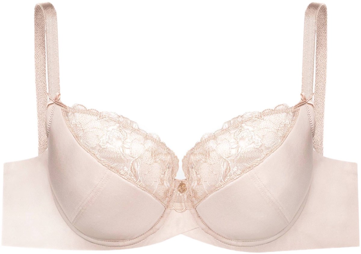 ESOTIQ Bethany 41111 - Semi-Voorgevormde Beha voor Grote Maten 80F - Geborduurd Kant & Stevige Ondersteuning Beige