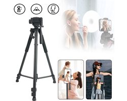 Verstelbaar Camerastatief 61-168 cm - 360° Draaibaar Robuust Aluminium - Opvouwbaar Met Draagtas En Stabilisatiehaak - Voor Spiegelreflexcamera's Webcams En Telefoons - Ideaal Voor Vloggen En Streamen Vanaf Het Begin Van Het Schooljaar - Zwart
