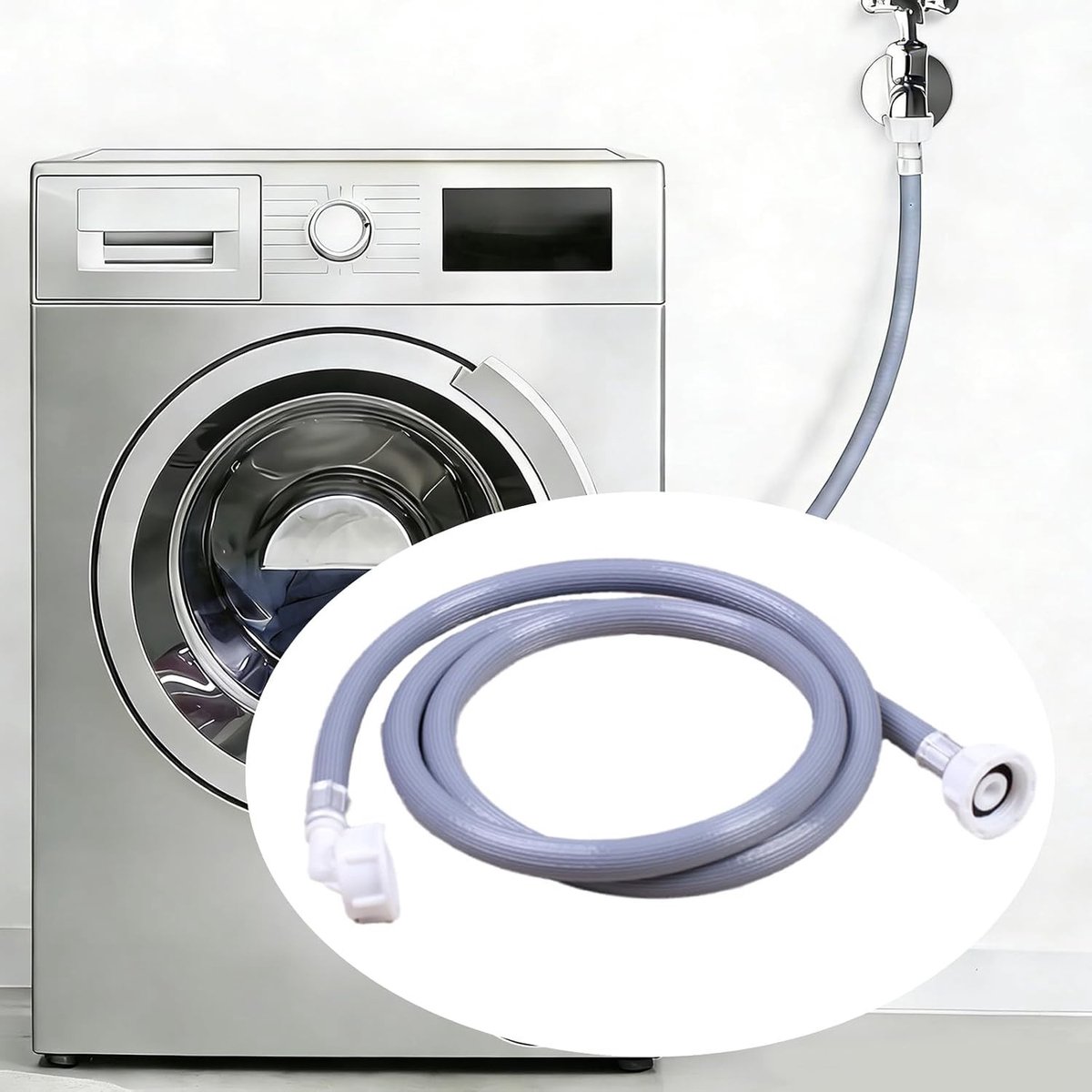 Inlaatwaterleiding voor Wasmachine en Vaatwasser, 1 Meter, 3/4 Inch, Rechte en Hoekige Aansluiting, Accessoires voor Huishoudelijke Apparaten