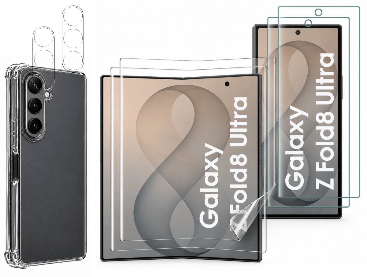 Hoesje backcover Shockproof voor Samsung Galaxy Z Fold 8 Ultra en plastic en glazen beschermfolies voor het scherm en de camera Phonillico®