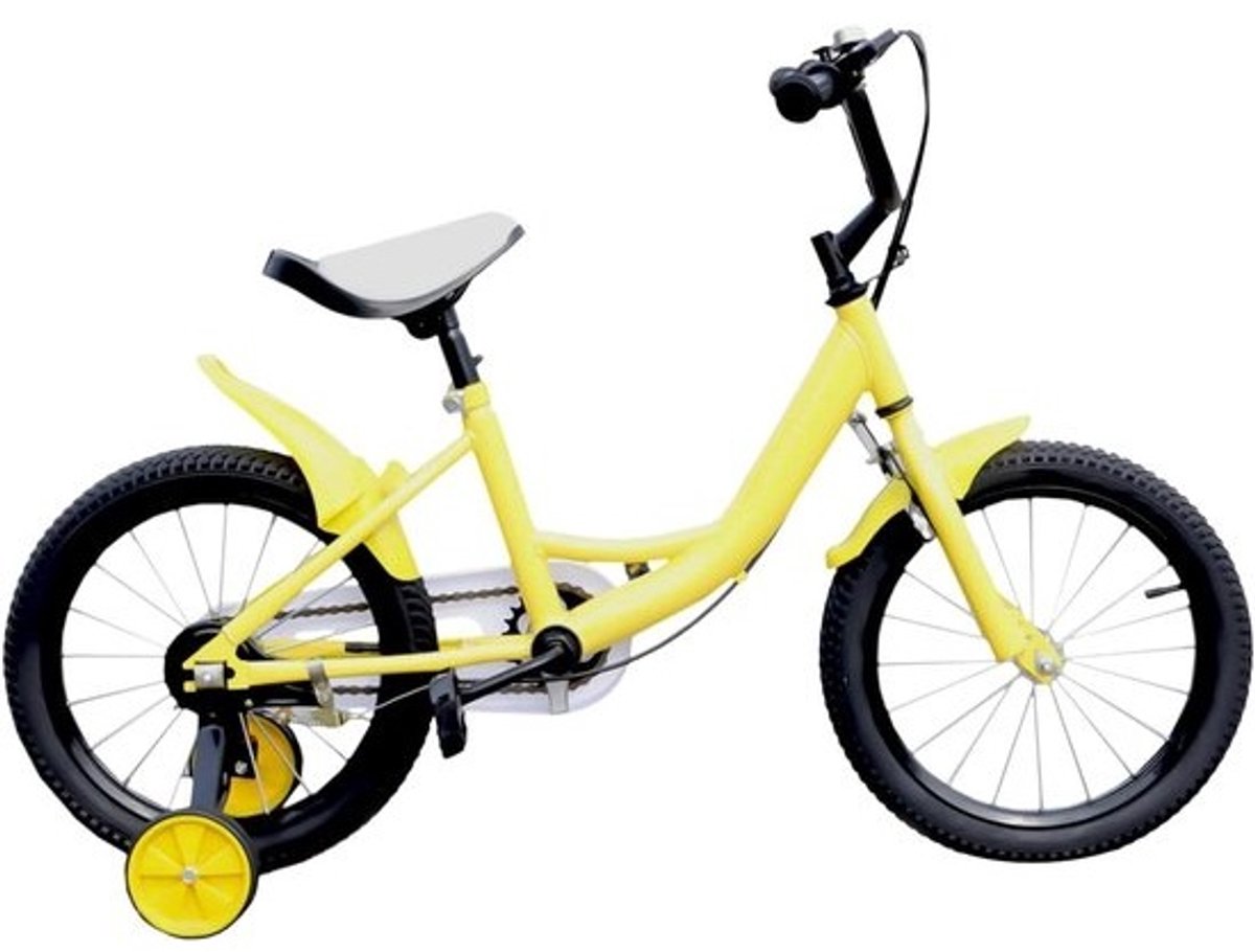 16 inch Kinderfiets voor Peuters met Afneembare Stabilisatoren – Verstelbare Fiets voor Kinderen van 5-8 Jaar