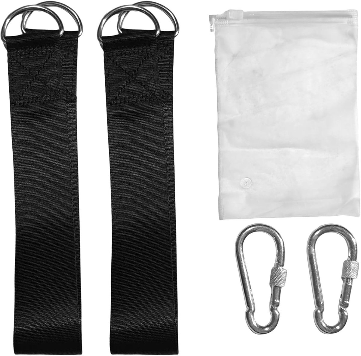 Hammock Bevestigingsset voor Bomen met 2 Straps van 50 cm, 2 Carabiners en D-Ringen voor Hangstoel en Tuinaccessoires