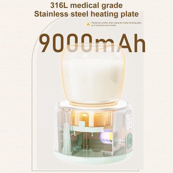 Draagbare Flessenwarmer - Digitale Melkwarmer - Babyvoeding Opwarmen - Snel en Draadloos - 4 Temperatuurstanden - Wit — afbeelding 5