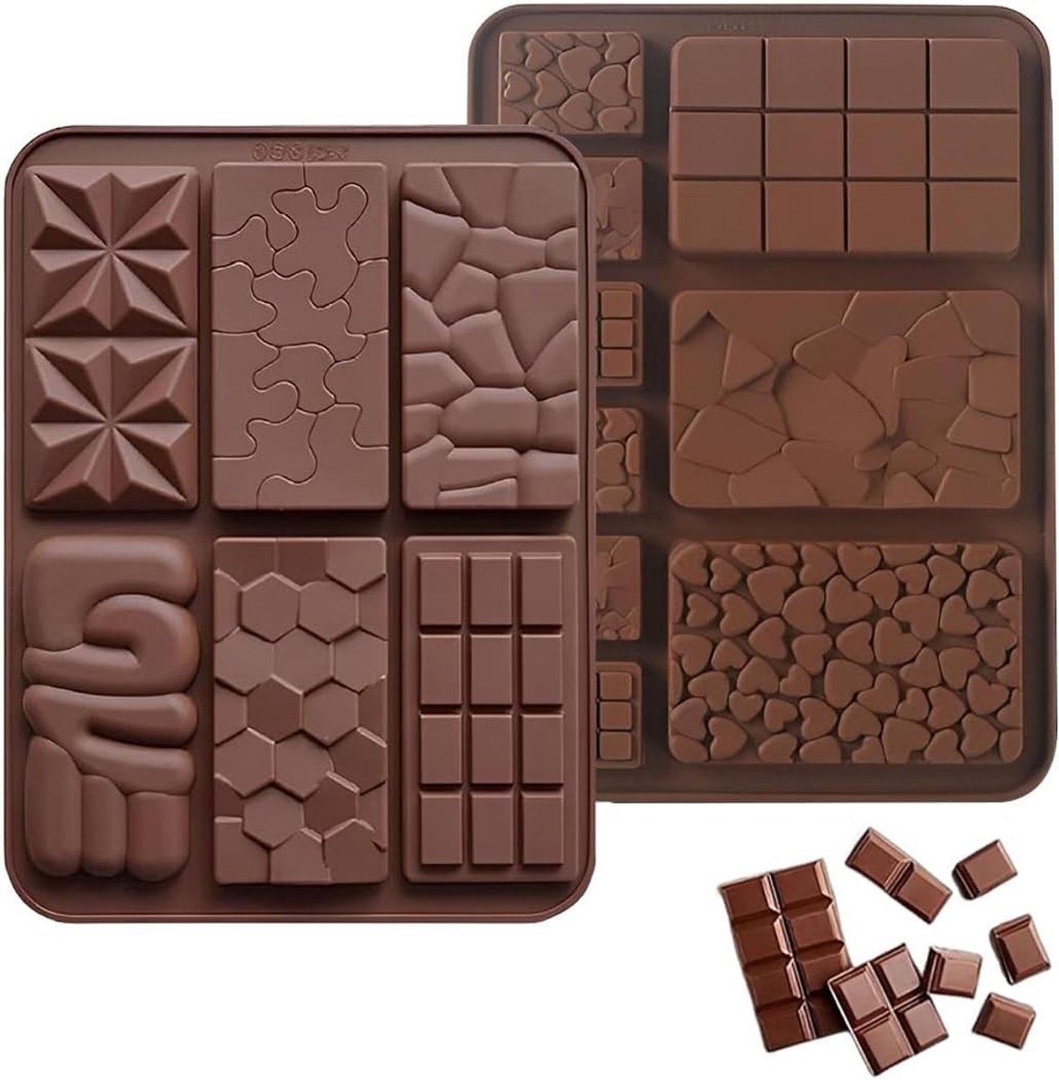 Set van 2 Siliconen Chocoladevormen, BPA-vrij, Geschikt voor Chocolade, Taart en Snoep maken