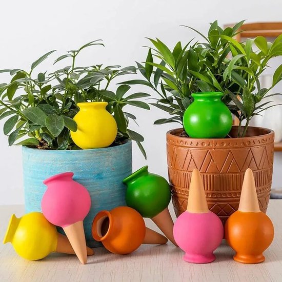 Set van 4 klei gietstokken, plantengietstokken, decoratieve gietstokken van 430 ml, automatische druppelirrigatiekop, Geschikt voor kamerplanten (2)