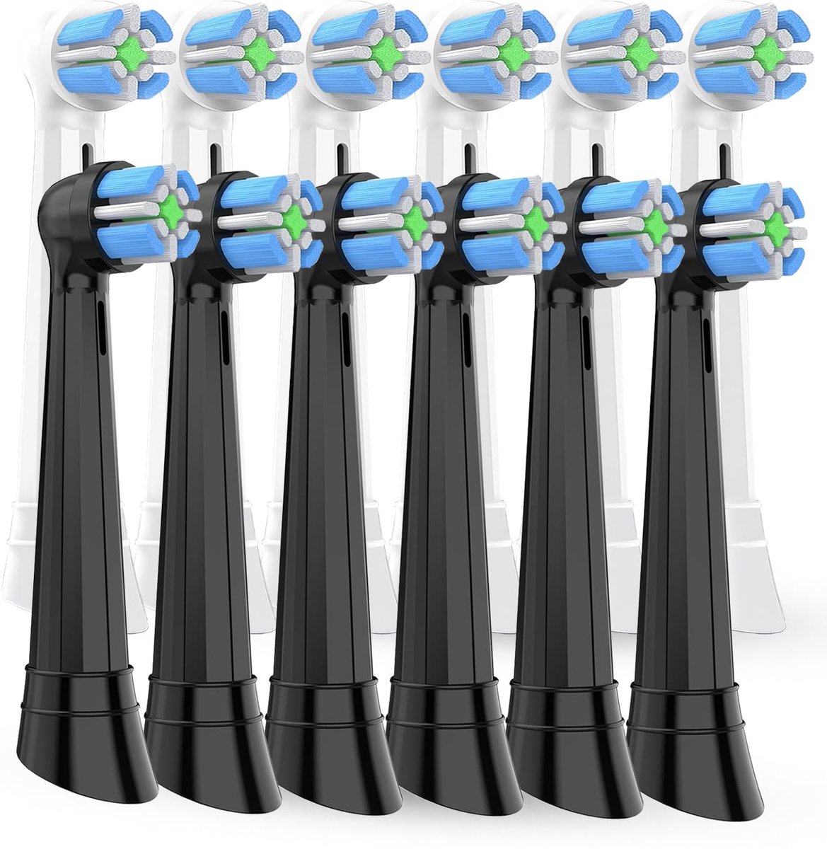 Vervangende borstelkop geschikt voor Oral B IO Series 2 elektrische tandenborstel - 6 stuks zwart + 6 stuks wit