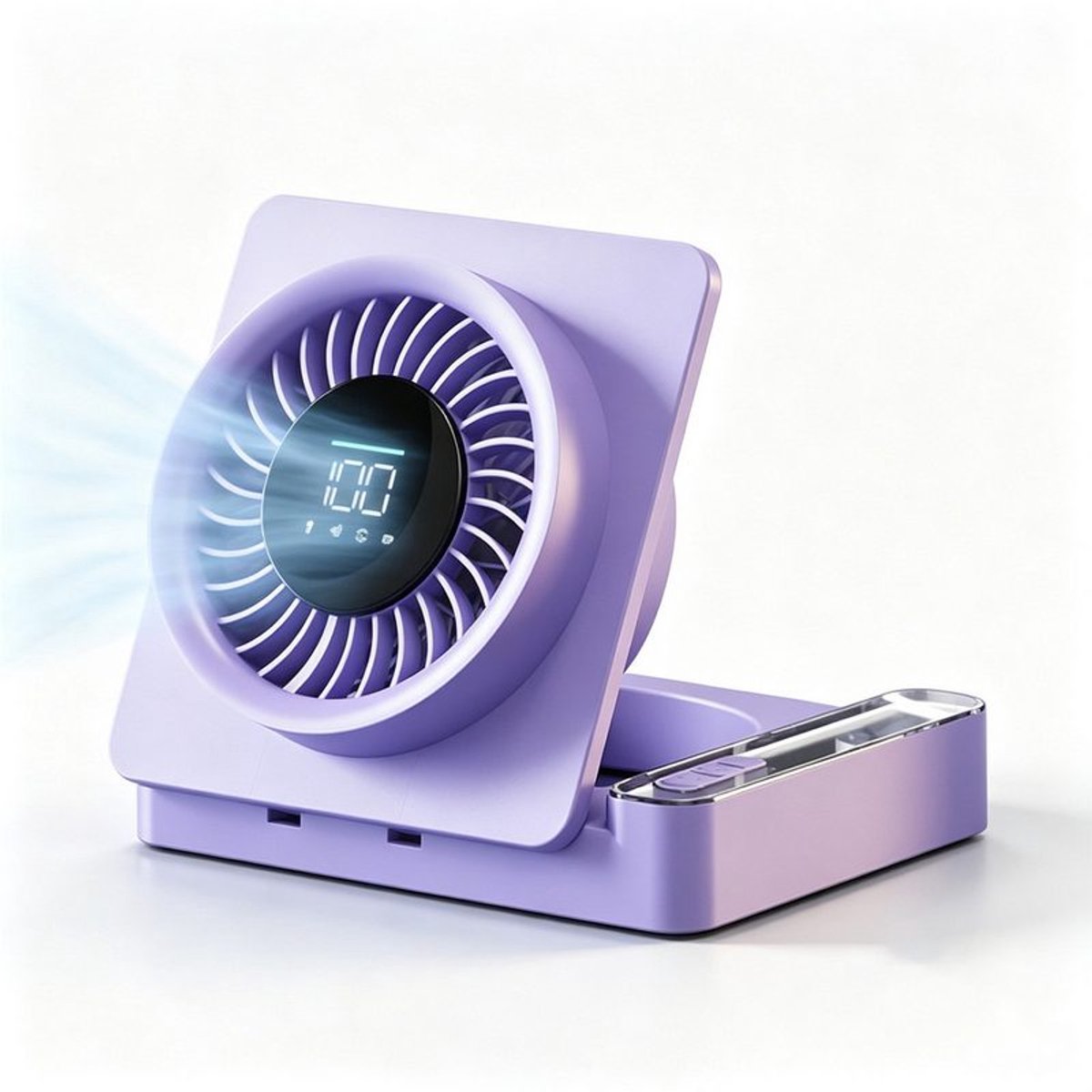 Mini-USB-ventilator, bureauventilator met 5 snelheden, ventilator op USB-batterij, opvouwbaar tot wandventilator