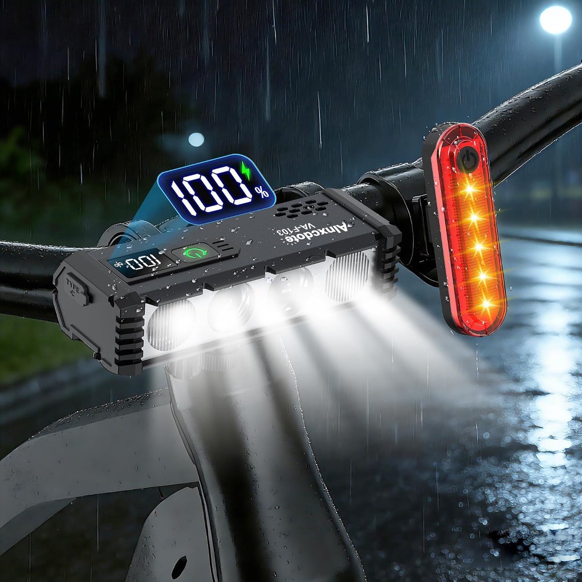 KZQ Superheldere Fietskoplamp - 4800 Lumen - Met LCD Display - USB Oplaadbaar - 10+ Uur Batterijduur - IP65 Waterdicht - Voor MTB & Stadsfiets - Zwart