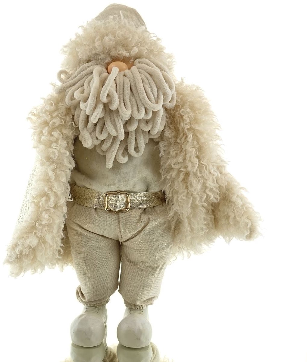 Kerstman Beige en Goudkleur representatief 63 cm - Kunststof