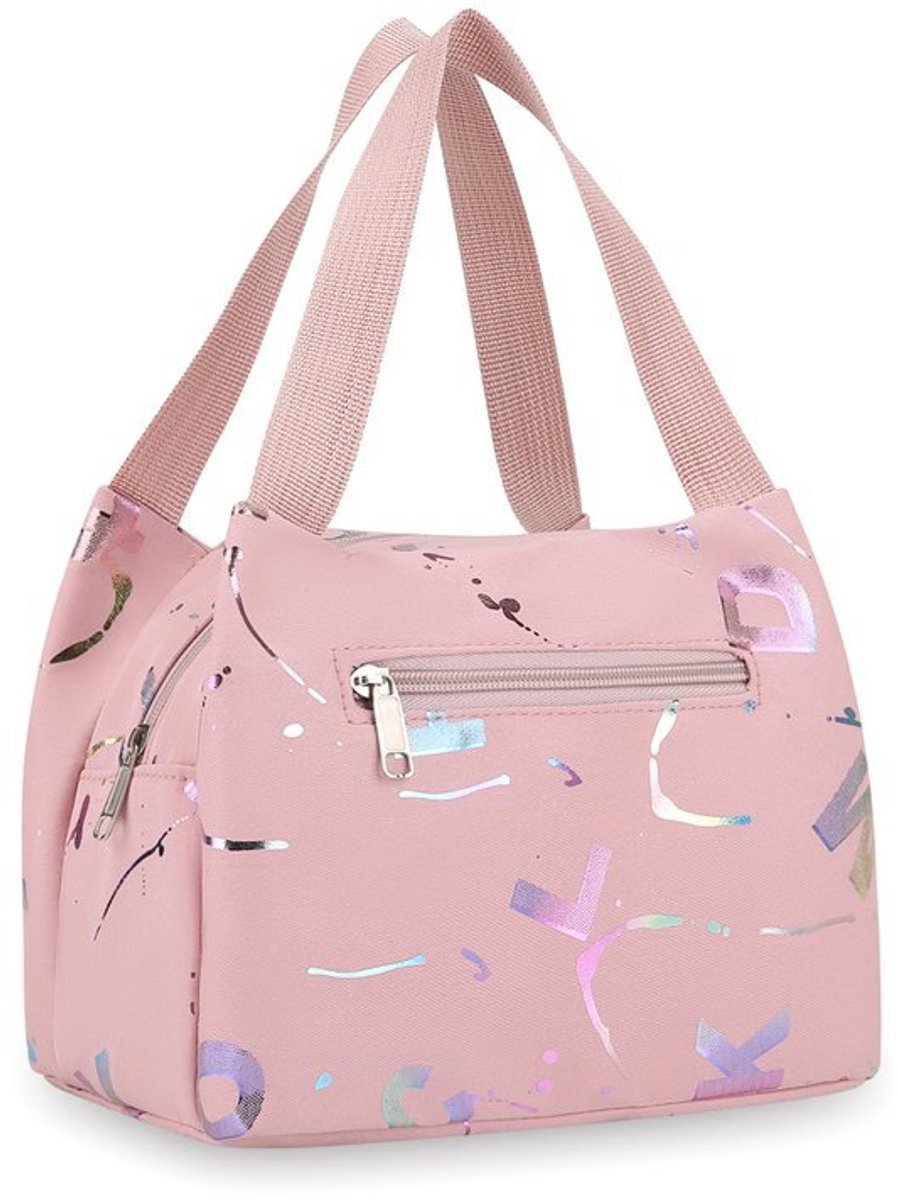 Kleine handtas - stijlvolle canvas tas - lunchtas voor dames - handtas - 21×14×17 cm - roze