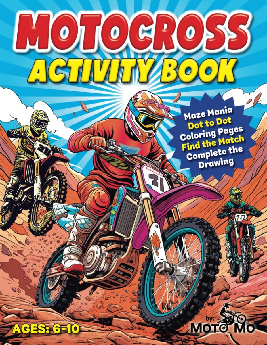 Motocross Activity Book for Kids. Dirt Bike Activity Book for Kids Ages 6-10. Motorcycle Activity Book by Moto Mo - ShopVlot