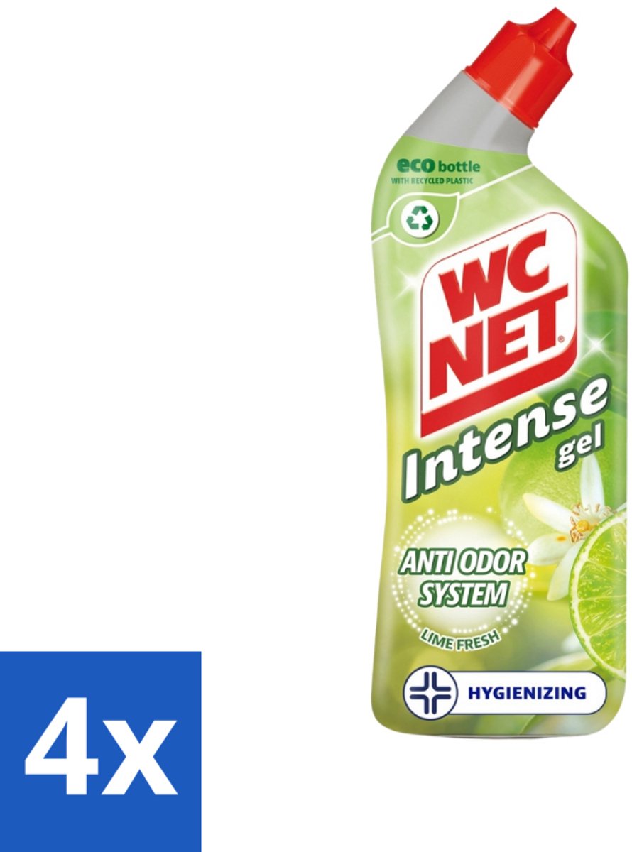 4 x WC Net - Toiletreiniger - Gel - Met Limoen- 750 ml - Toilet Schoonmaak - Toilet Reiniger - Wc Gel - Limoen Geur - Anti-geur