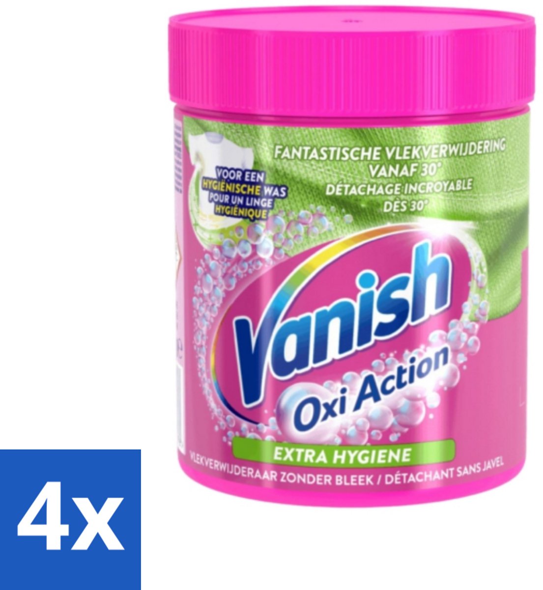 4 x Vanish Oxi Action - Extra Hygiene - Vlekkenverwijderaar Poeder - Zonder Bleek - Gekleurde Was - 470 Gram - Vlekkenverwijderaar - Waspoeder - Gekleurde Was - Hygiënische Was - Vlekken Verwijderen