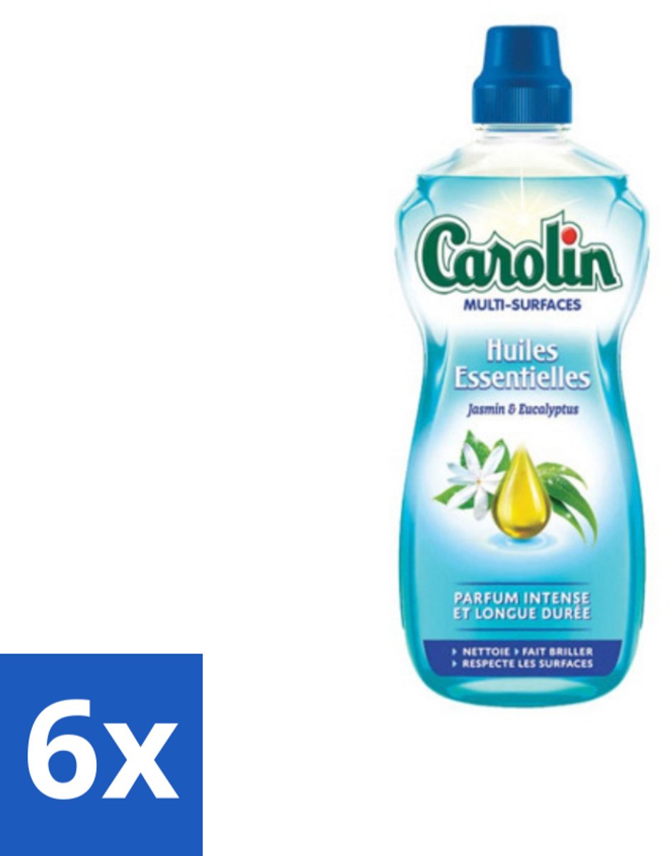 6 x Carolin - Allesreiniger - Essentiële Oliën van Jasmijn en Eucalyptus - 1 L - Allesreiniger - Schoonmaakmiddel - Jasmijn - Eucalyptus - Geur