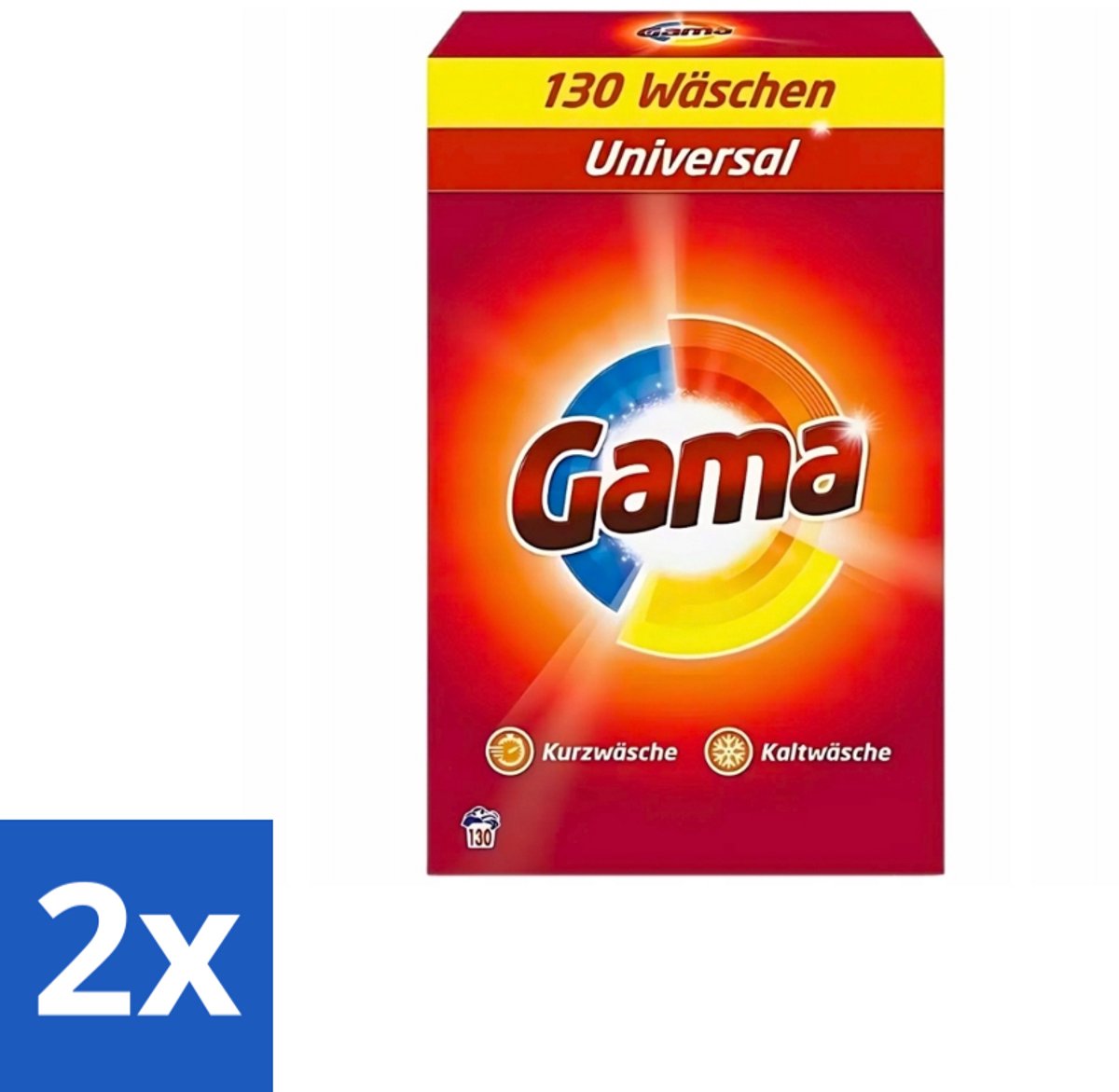 2 x Gama - 3-in-1 Waspoeder - Universal - Voor Alle Kleuren - 130 Wasbeurten - Waspoeder - Wasmiddel - Wasverzachter - Vlekkenverwijderaar - Waspoeder Voor Alle Kleuren