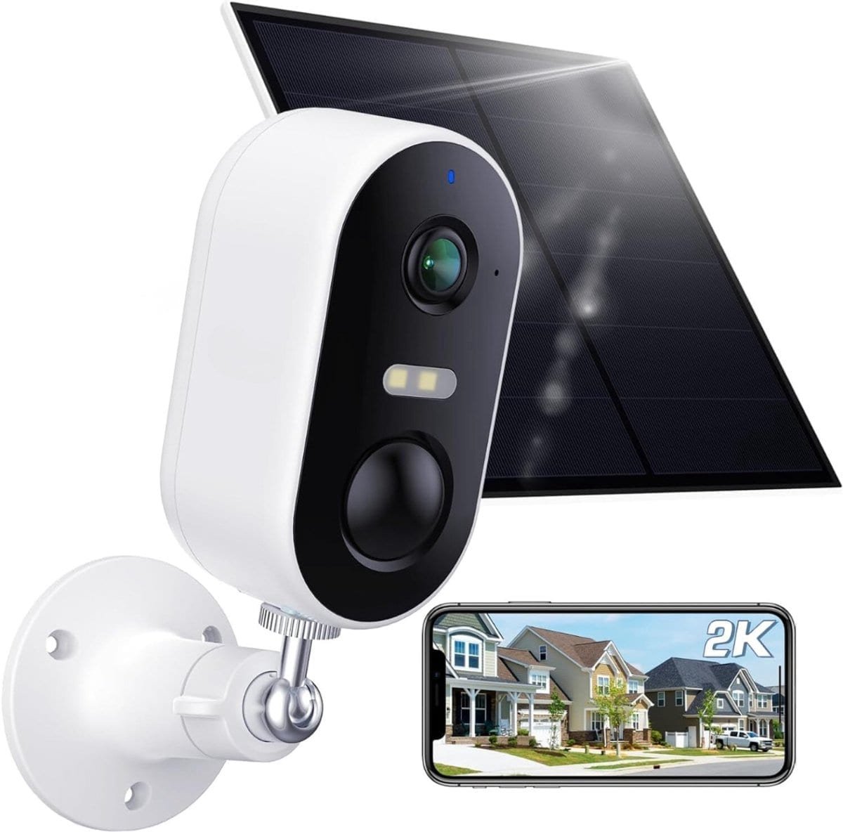Klarven® Camerabewaking Voor Buiten Wit - WiFi - 1080p Full HD, Bewegingsdetectie, Nachtzicht - B 20 × D 17 × H 25 cm