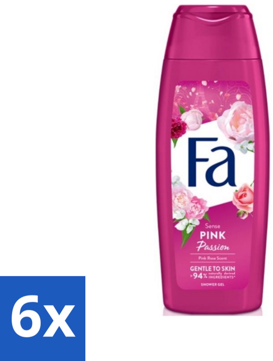 6 x Fa - Pink Passion - Douchegel - Roze Roos - 250 ml - Douchegel - Roze Roos - Fa - Verfrissende Geur - Huidverzorging