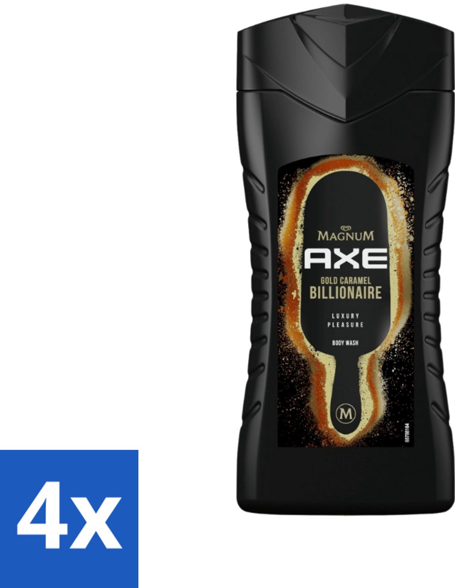 Axe X Magnum - Douchegel - Gold Caramel Billionaire - 250 ml - Voordeelverpakking - 4 stuks