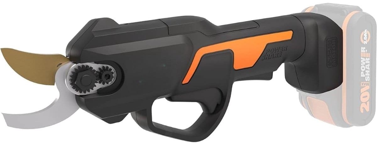 Klarven® Elektrische Snoeischaar Zwart - Eenhandige Bediening - Ergonomische Rubberen Handgreep, Geschikt Voor Takken Tot 25 mm