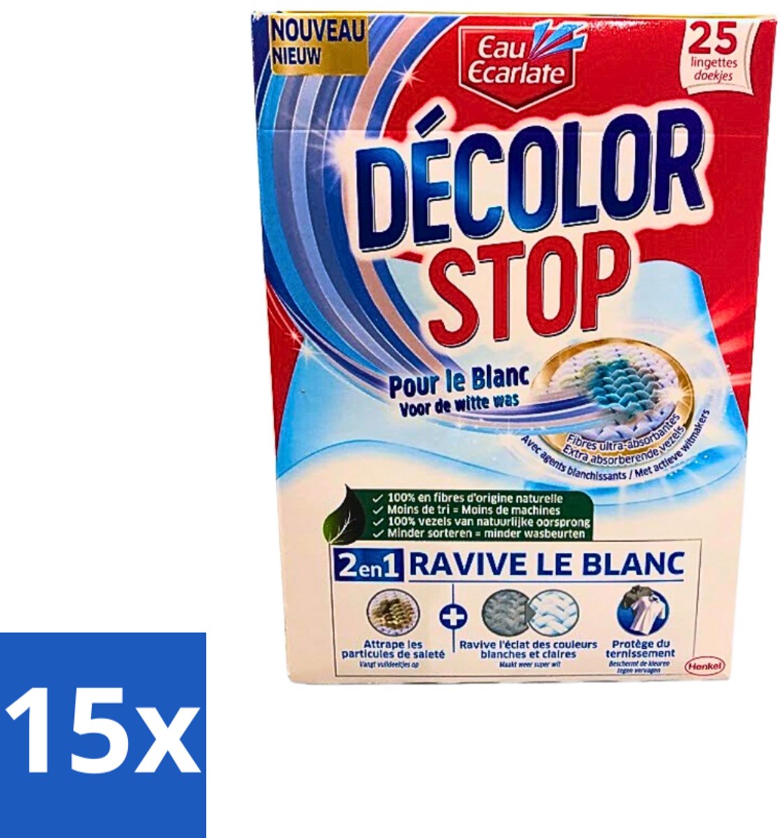 Eau Eclarate - Sublim Blanc - Ultra Witmakend - 25 doekjes - Bulkverpakking - 15 stuks