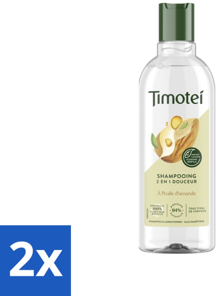 2 x Timotei - Shampoo - Amandelolie - 2in1 - Alle haartypes - 300ml - 2in1 Shampoo - Shampoo Conditioner - Amandelolie Shampoo - Haarverzorging - Zachte Shampoo
