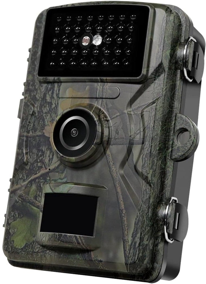 Klarven® Wildcamera Zwart - Nachtzicht voor Buiten met 90° Groothoeklens - Automatische bewegings- en warmtedetectie, Waterdicht IP66 - B 14 x D 10 x H 7 cm