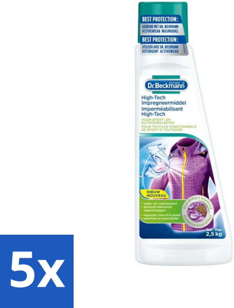 Dr. Beckmann - High Tech Impregneermiddel - Sport- & Outdoorkleding - Witte en Gekleurde Was - 2.5 KG - Bulkverpakking - 5 stuks