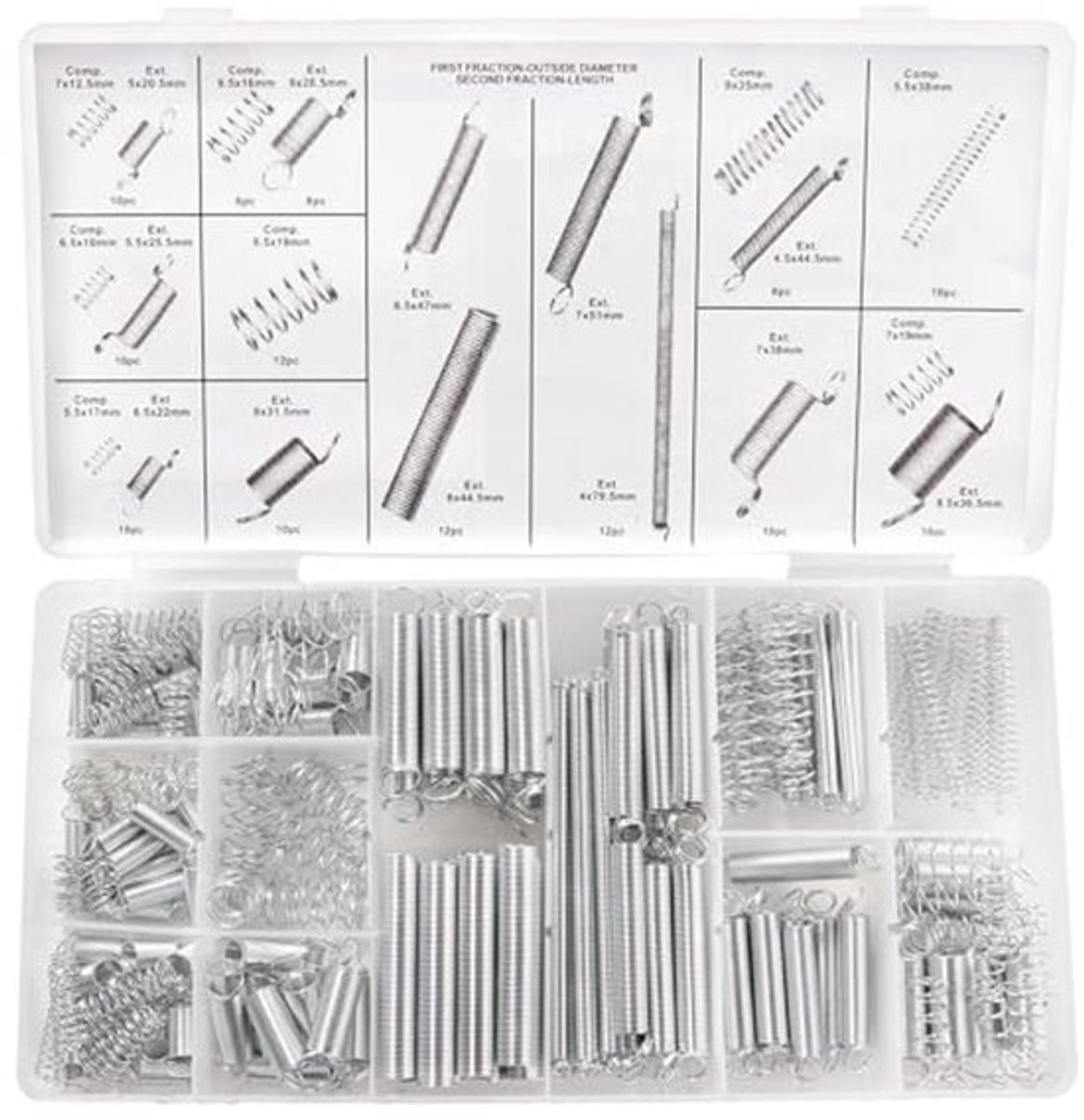 200 Stuks 20 Maten Assortiment Verenset - Trekveren en Drukveren voor Gereedschap en Apparaten