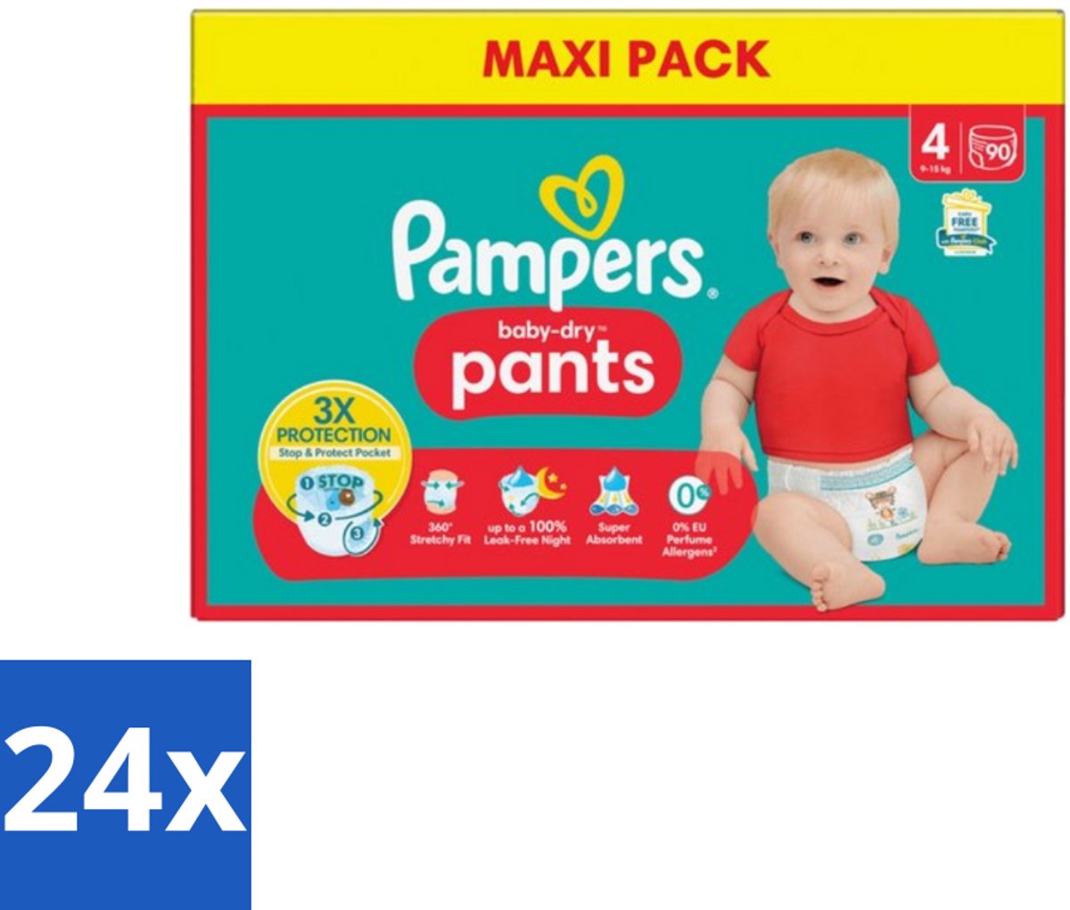 Pampers - Baby-Dry Pants - Luierbroekjes - Maat 4 (9-15 kg) - Extra Droog - 90 Luiers - Voordeelverpakking - 24 stuks