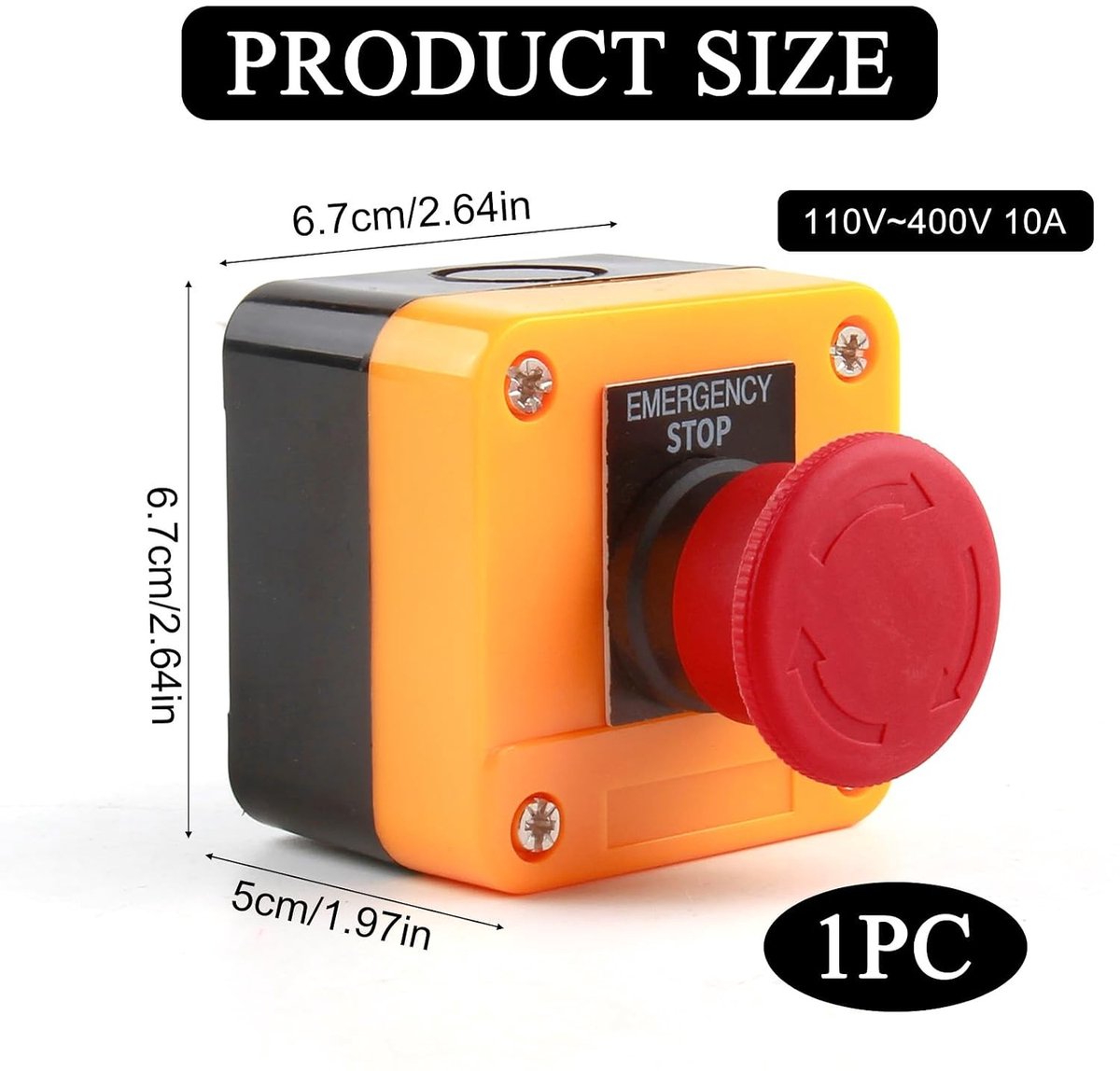 Noodstopknop 110V ~ 400V, waterdicht IP65, betrouwbare schakelaar, compacte drukknop voor veelzijdig gebruik en eenvoudige bediening