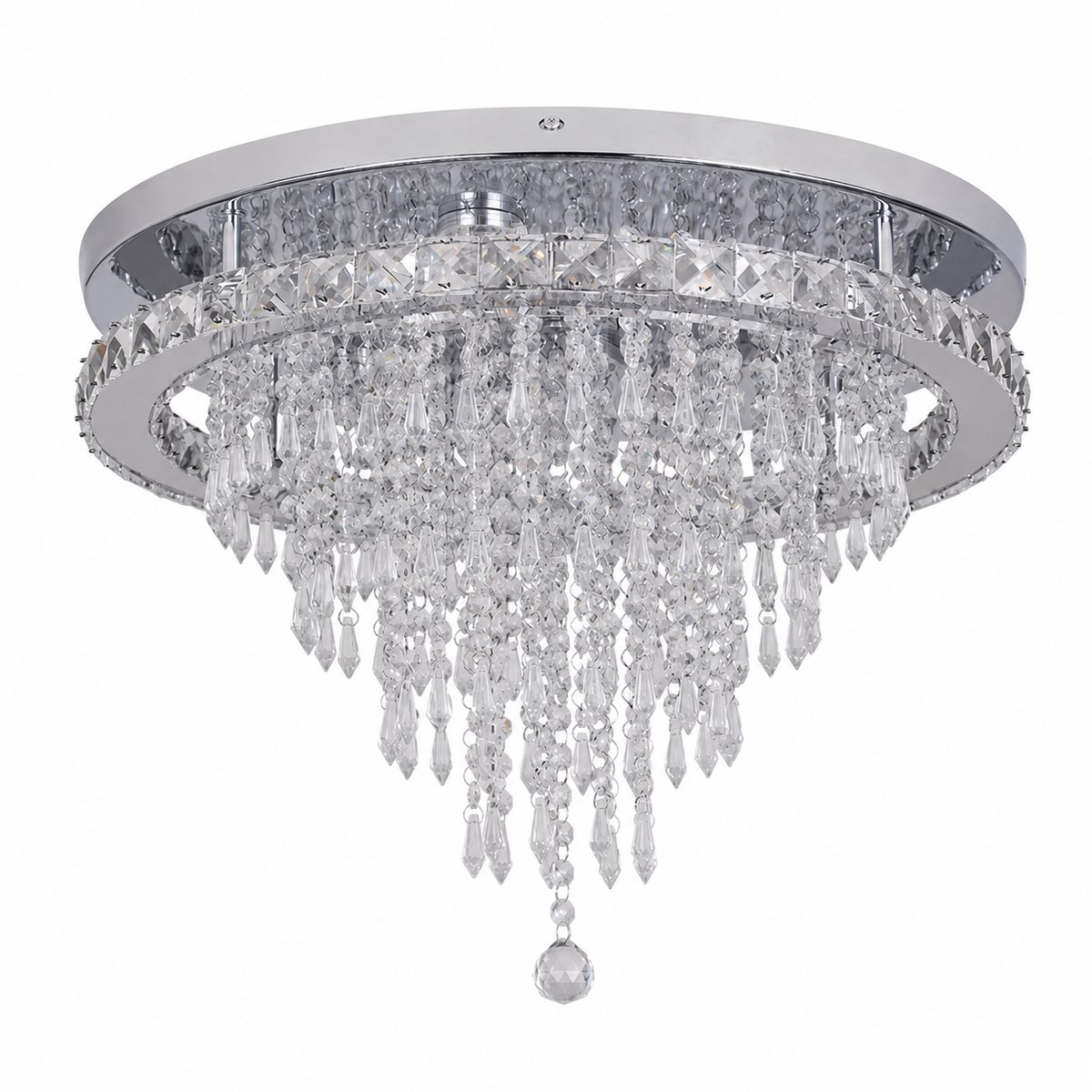 DeltaMerch Kroonluchter - Hanglamp - Plafondlamp - Plaffoniere - Kristallen uitstraling - Dimbare LED Verlichting - 30 CM - Zilver