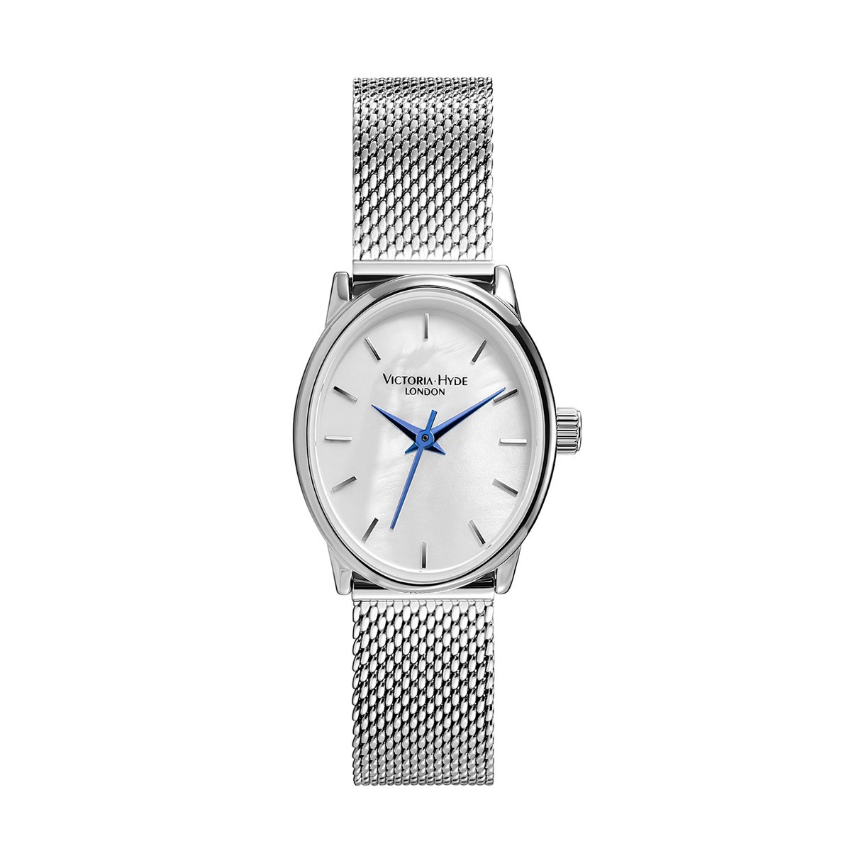 Victoria Hyde "Edith"- Horloge - mesh horloge - Analoog - Staal - Zilverkleurig - Mineraalglas - Quartz Uurwerk - Witte duidelijke wijzerplaat - 22x27 mm - Zilver