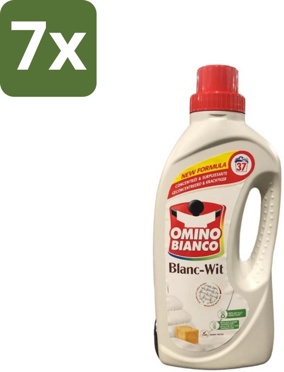 Omino Bianco - Wasmiddel - Geconcentreerd & Krachtig - Witte Was - 37 Wasbeurten - Bulkverpakking - 7 stuks