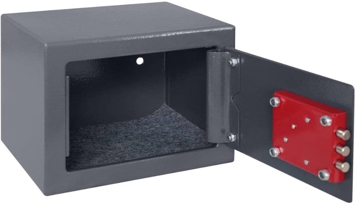 Klarven® Kluis - Kluis Brandwerend - Kluis Met Sleutel - Compact, Robuust, Veilig Opbergen - Grijs B 17 x D 17 x H 23 cm