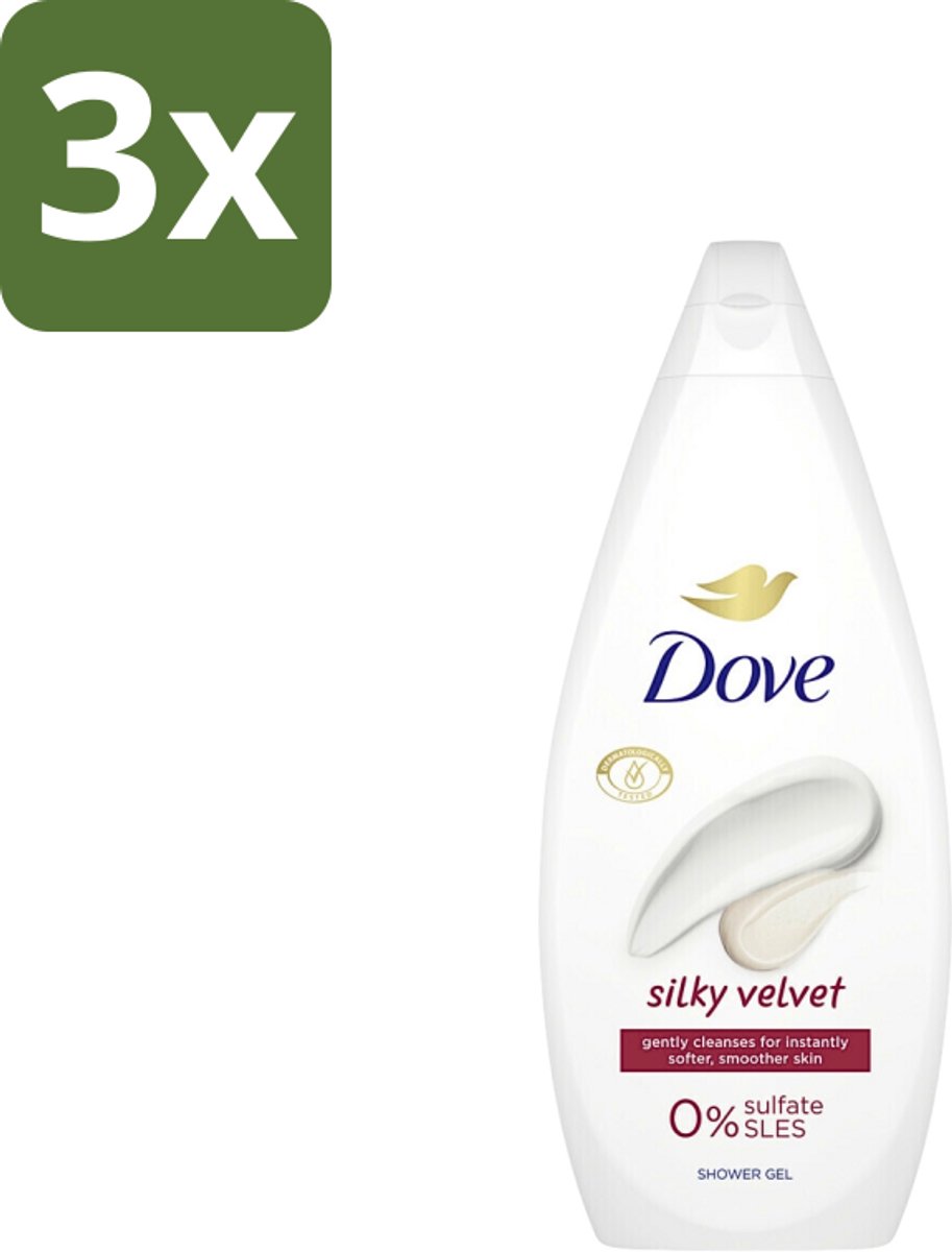 Dove Silky Velvet - Douchegel - Sulfaatvrij - 250 ml - Bulkverpakking - 3 stuks