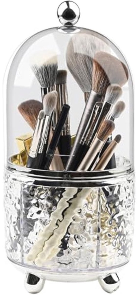Roterende Make-upborstelhouder met Deksel - Waterdichte en Stofdichte Organizer voor Cosmetica