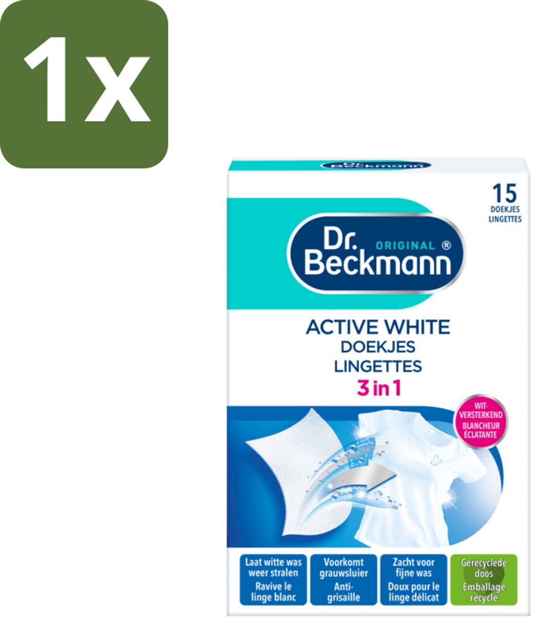 Dr. Beckmann - Kleurverzorging - Active White - Witte Was - 15 Doekjes - 1 stuk