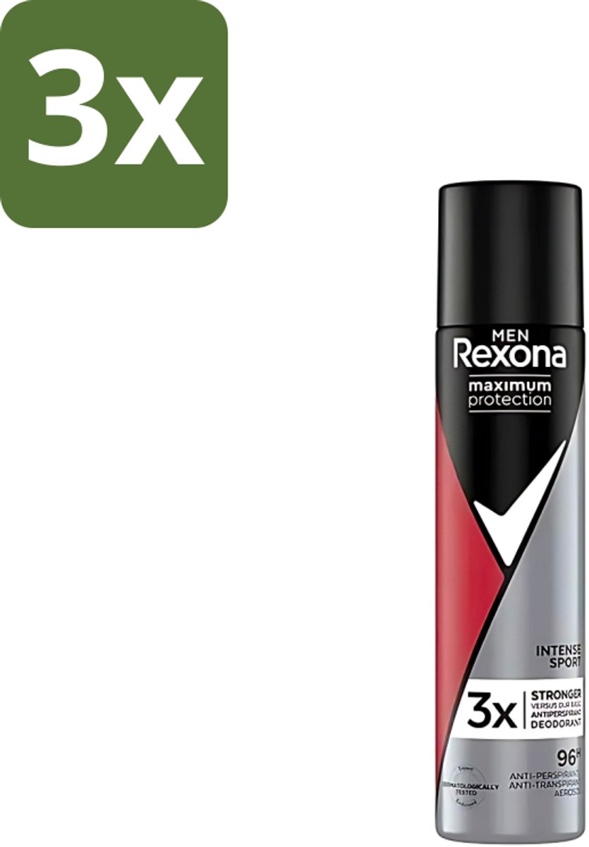 Rexona Men - Deodorant Spray - Maximum Protection - Intense Sport - Anti-Transpirant & Perspirant - 150ml - Bulkverpakking - 3 stuks