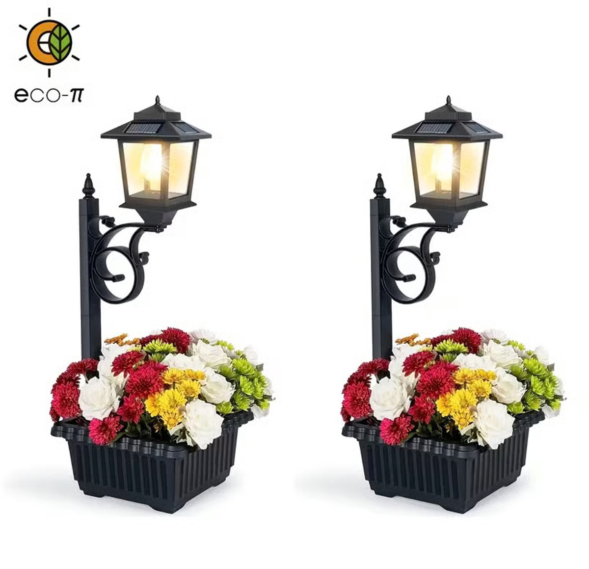 Home & Marker - Zonnelamp met Bloempot voor Tuin - Solar Tuinverlichting & Plantenbak - Warm Wit LED Licht - Automatische Buitenlamp op Zonne-energie - LUMIPOT