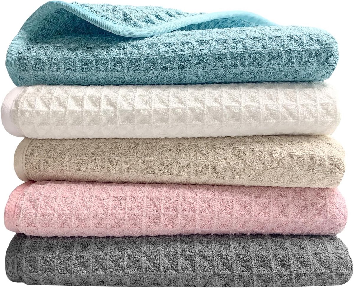 Set van 5 pluisvrije microvezel theedoeken 50x70 cm met wafelstructuur voor optimale absorptie en duurzaamheid