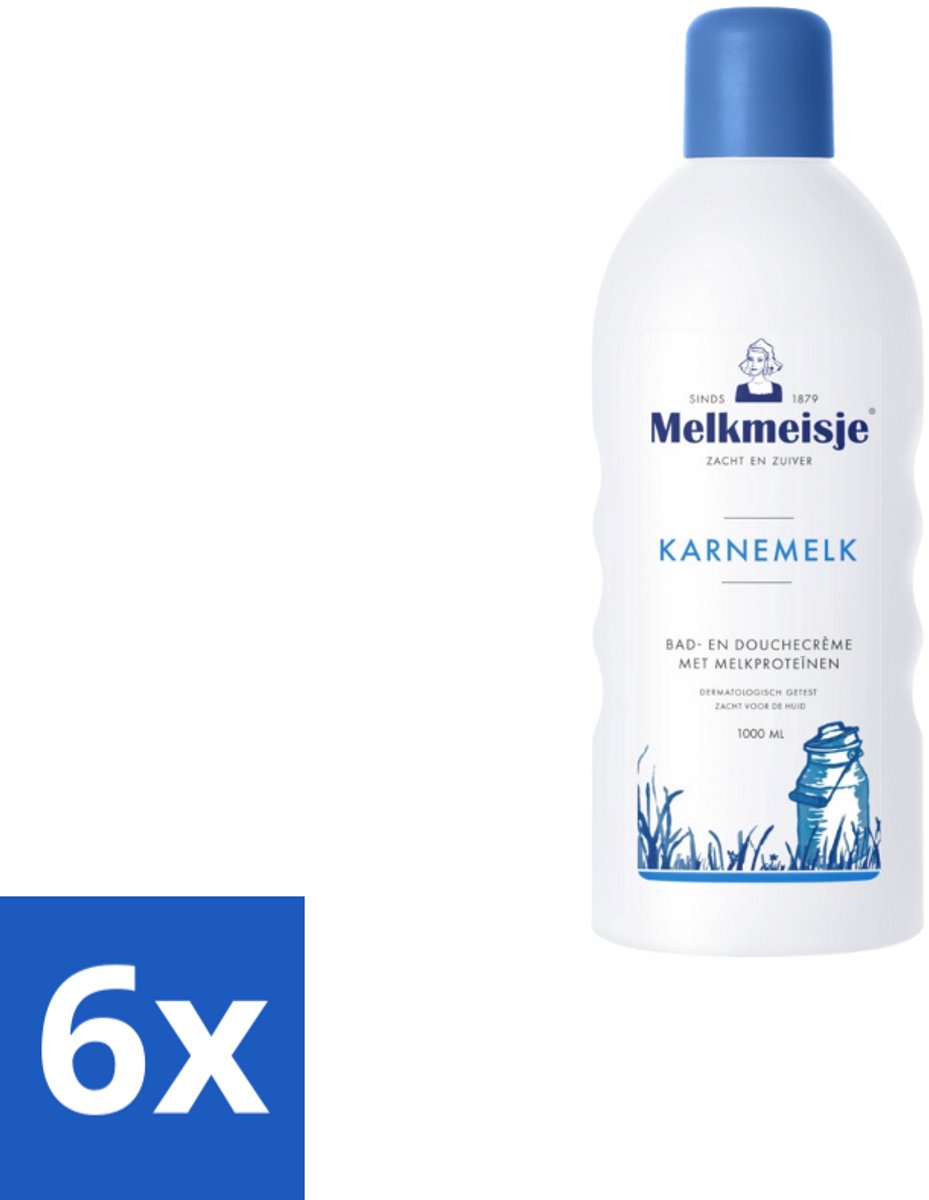 Melkmeisje – Bad & Douche – Karnemelk – 1000 ml - Voordeelverpakking - 6 stuks